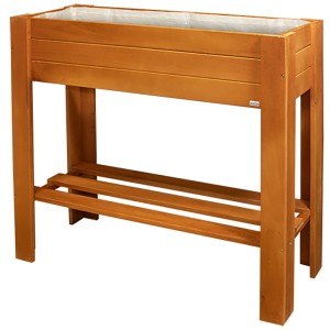 Wagner Holz-Hochbeet Green Box Light aus Pappelholz, kastanienbraun, mit Ablagefläche.