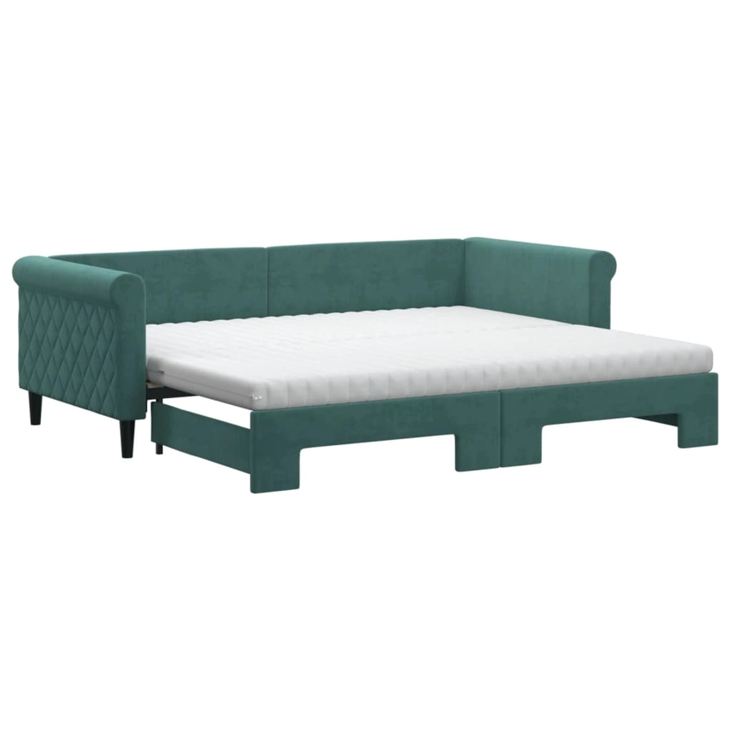 vidaXL Tagesbett Ausziehbar mit Matratzen Dunkelgrün 90x200 cm Samt1886874