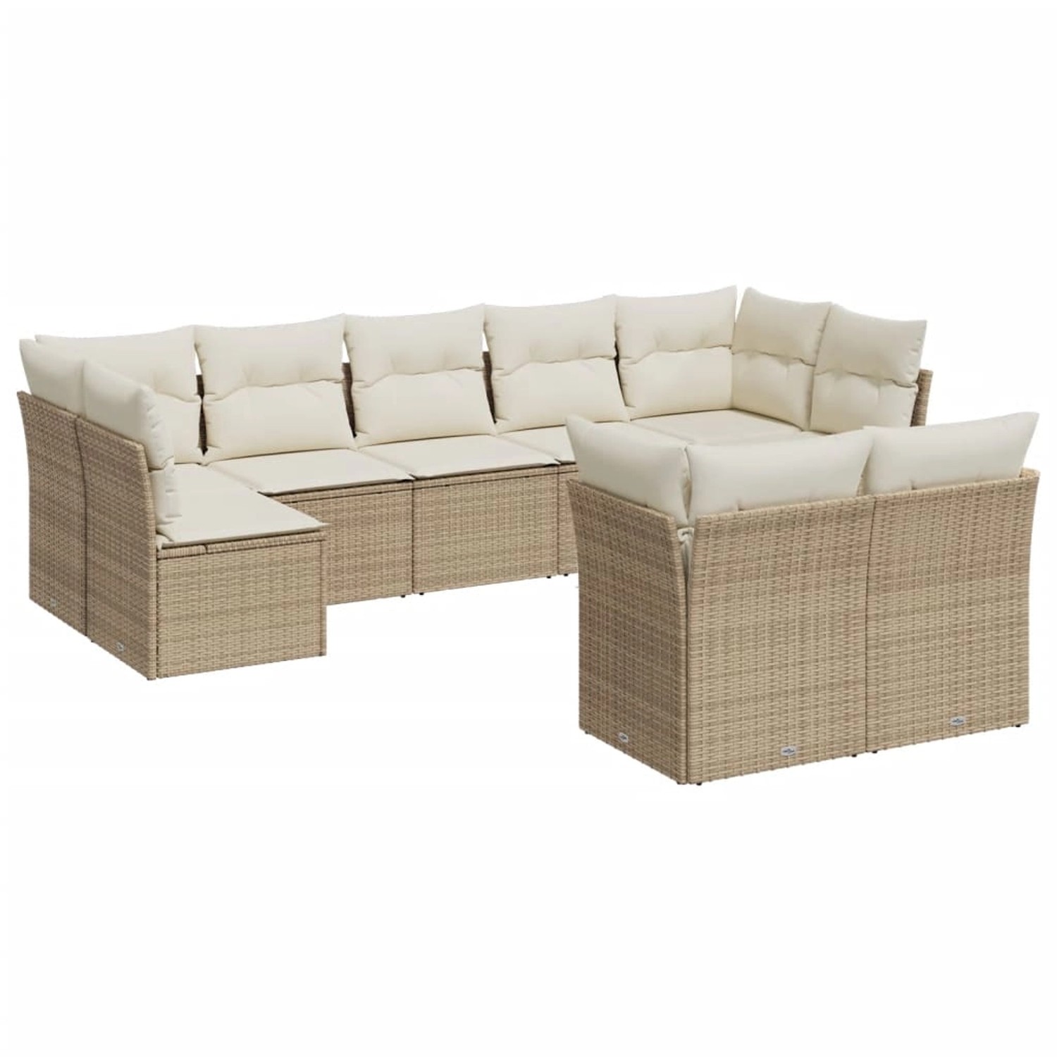 vidaXL 9-tlg Garten-Sofagarnitur mit Kissen Beige Poly Rattan Modell 43