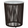 Beistelltisch aus braunem PE-Rattan mit Glasplatte, Teil des vidaXL Bistro-Sets.