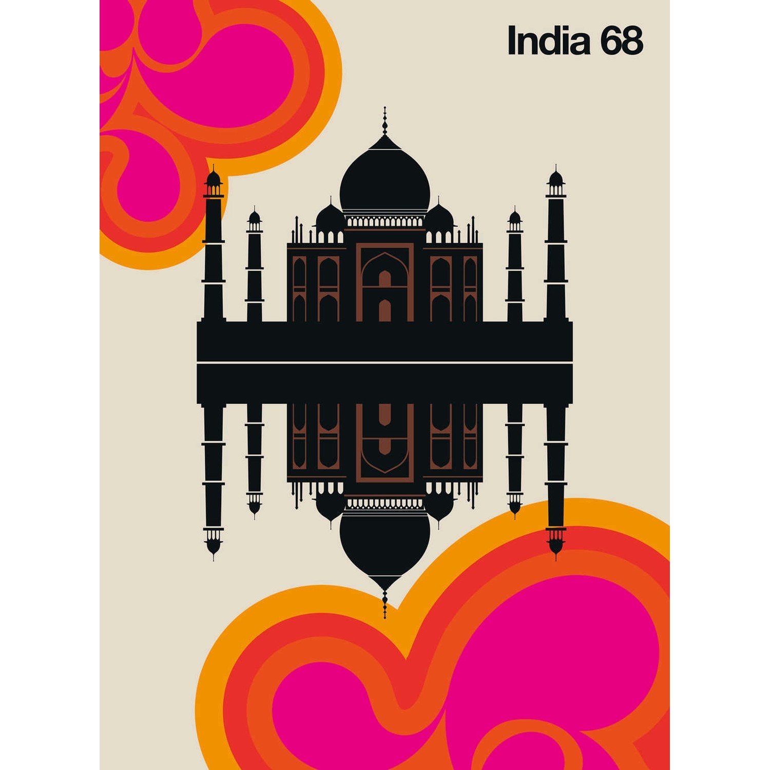 Fototapete India 68 Rosa Gelb Orange Schwarz 2,00 m x 2,70 m FSC® günstig online kaufen