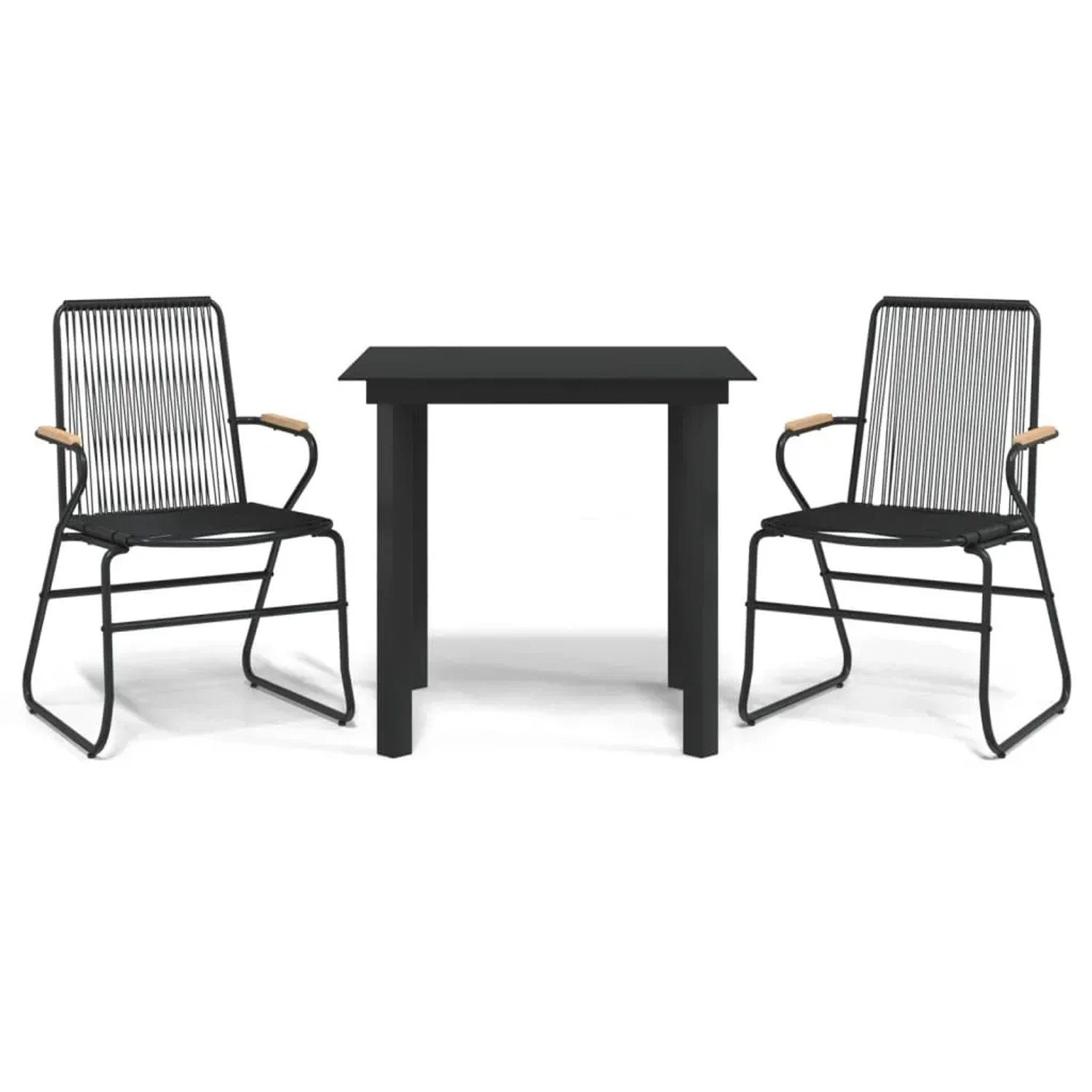 vidaXL 3-Tlg Garten-Essgruppe Schwarz PVC Rattan 3060273