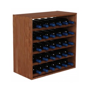 Weinregal aus Kiefernholz, braun geölt, für 30 Flaschen. Modulares System Vincellar Mod.
