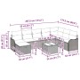 Graues 9-teiliges vidaXL Garten-Sofa-Set aus Polyrattan mit Kissen und Stauraum.