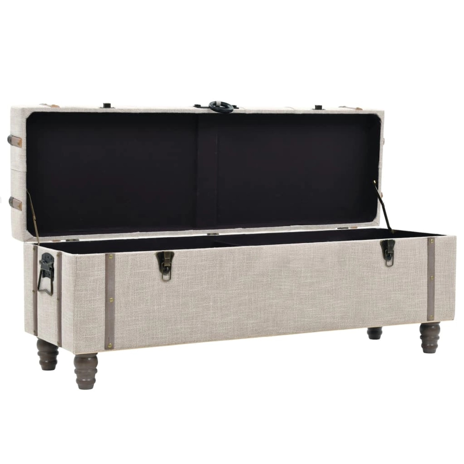 vidaXL Aufbewahrungsbank Set, 3-teilig, cremeweiß, mit Stauraum und Stahlbeinen.