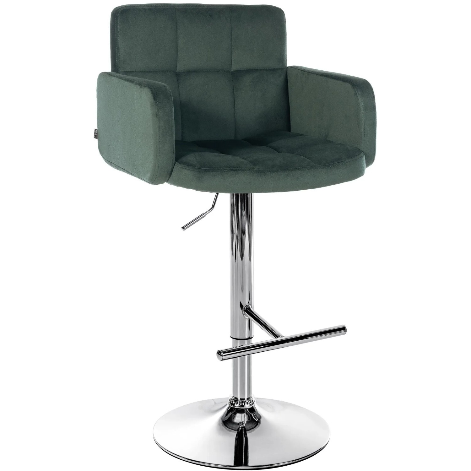 DELUKE Barhocker SUTUN Samt DunkelGrünfarbig 60x56x93cm Silber Barstuhl Mit Lehne Drehbar Tresenhocker Tresenstuhl