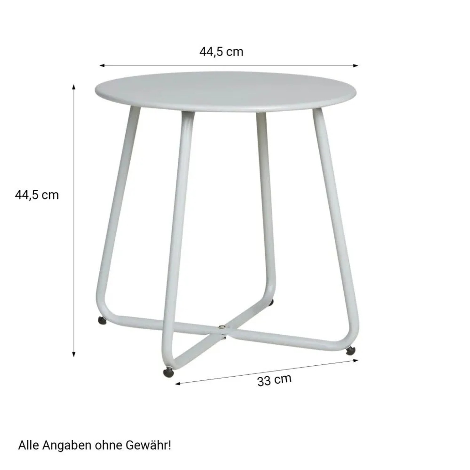 Runder grauer Homestyle4u Gartentisch Beistelltisch aus Metall, 44,5 cm hoch, für Garten & Balkon.