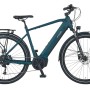 Perlnachtblaues Prophete Trekking E-Bike Entdecker 3.0 Herren mit Mittelmotor und Gepäckträger.