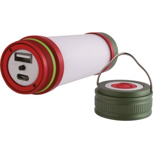 Wiederaufladbare LED Campinglampe, 13,3 cm, mit USB-Anschluss und Aufhängebügel.