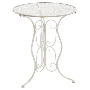 Kobolo Tisch Metalltisch 60Dmx70H cm Gartentisch Beistelltisch Metall Rund Cream