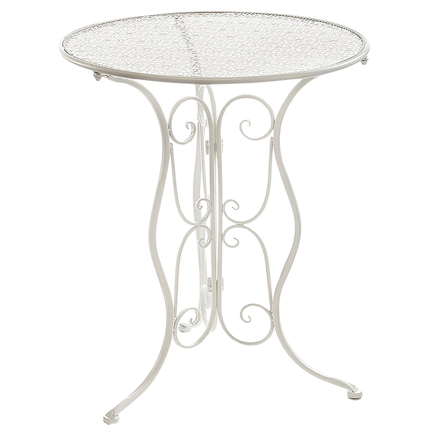 Kobolo Tisch Metalltisch 60Dmx70H cm Gartentisch Beistelltisch Metall Rund Cream