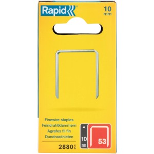 Rapid Tackerklammern 53/10 mm, 2880 Stück, Feindrahtklammern im gelben Karton.