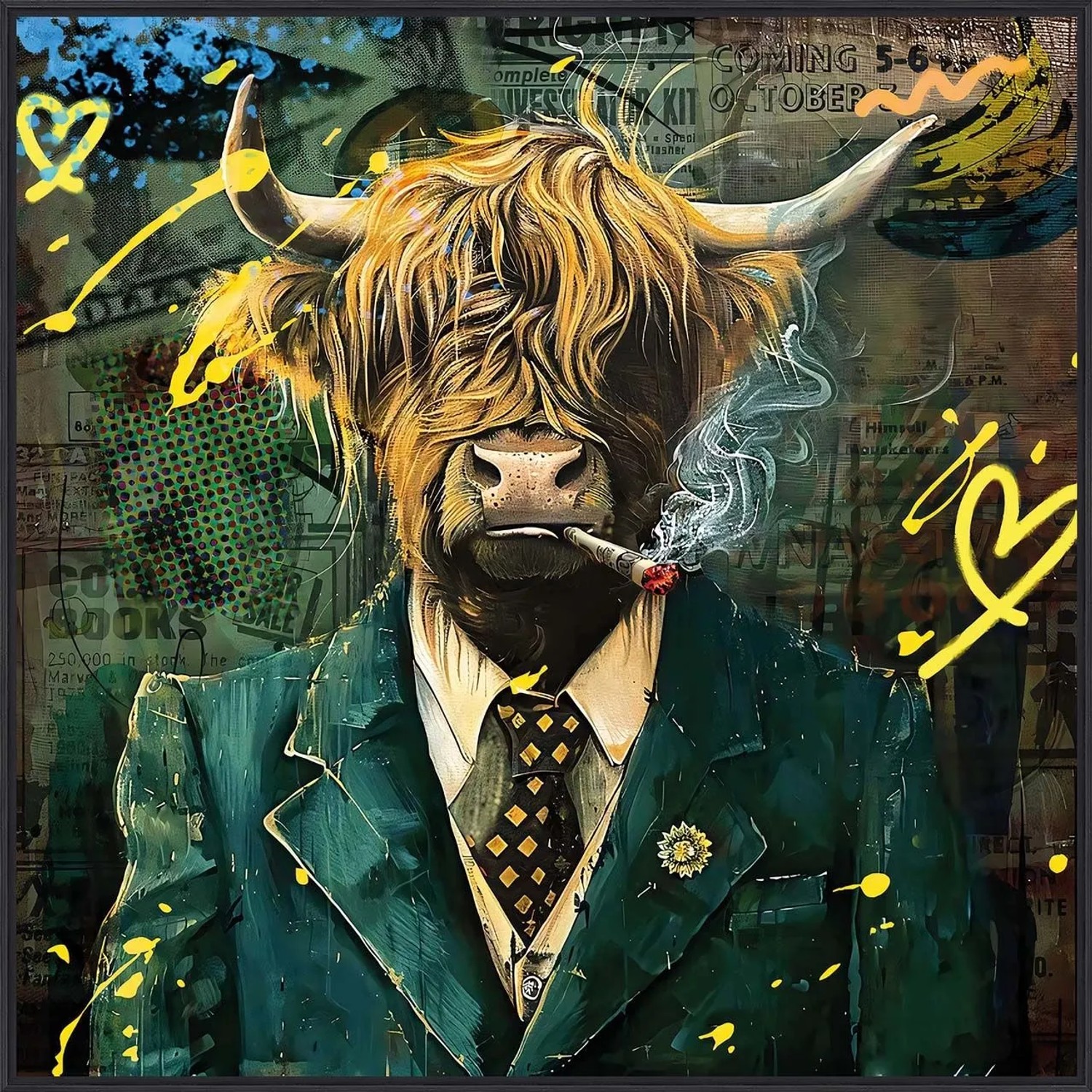 Art Universe Leinwandbild Gentleman Bull 80 x 80 cm