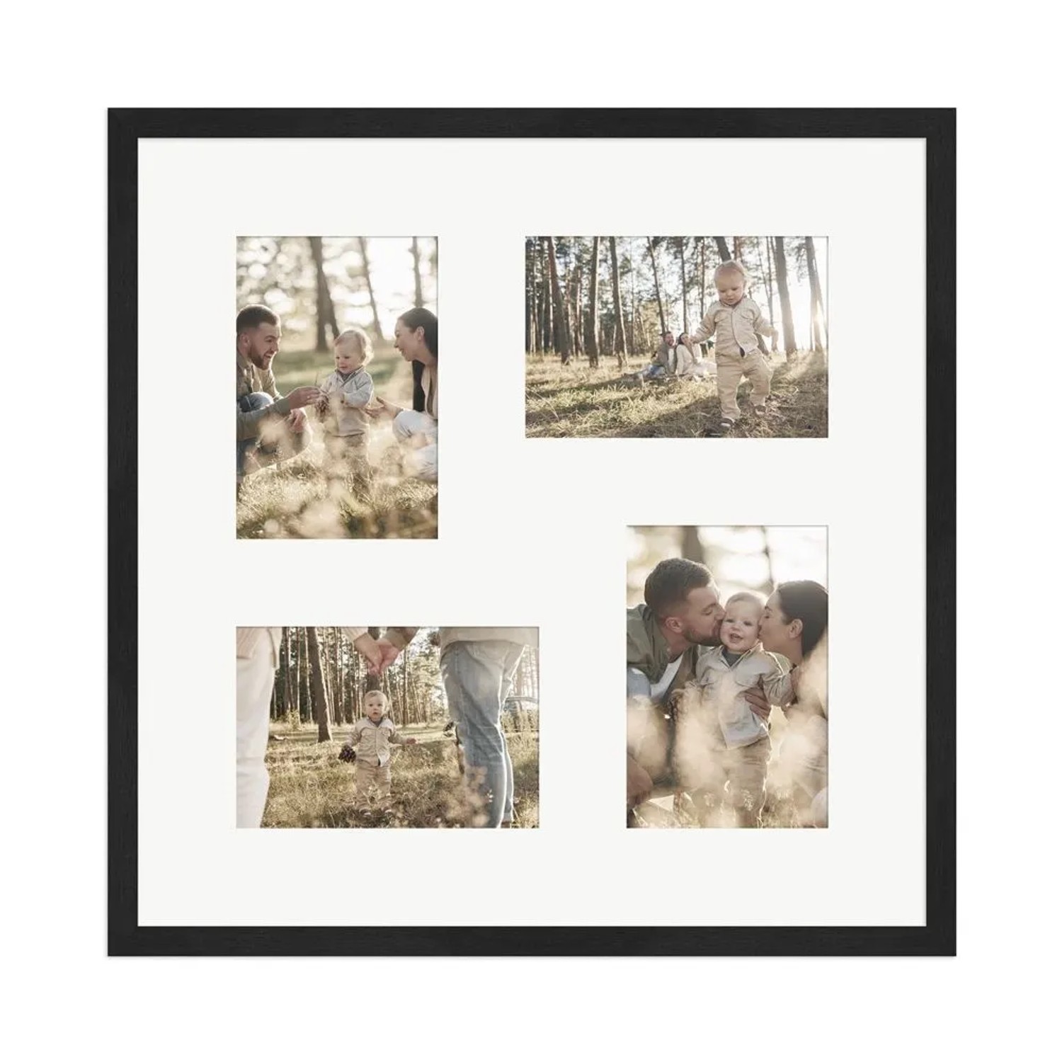 WANDStyle Galerierahmen G950 in Schwarz Gemasert 40 x 40 cm für 4 Bilder im Format 10 x 15 cm