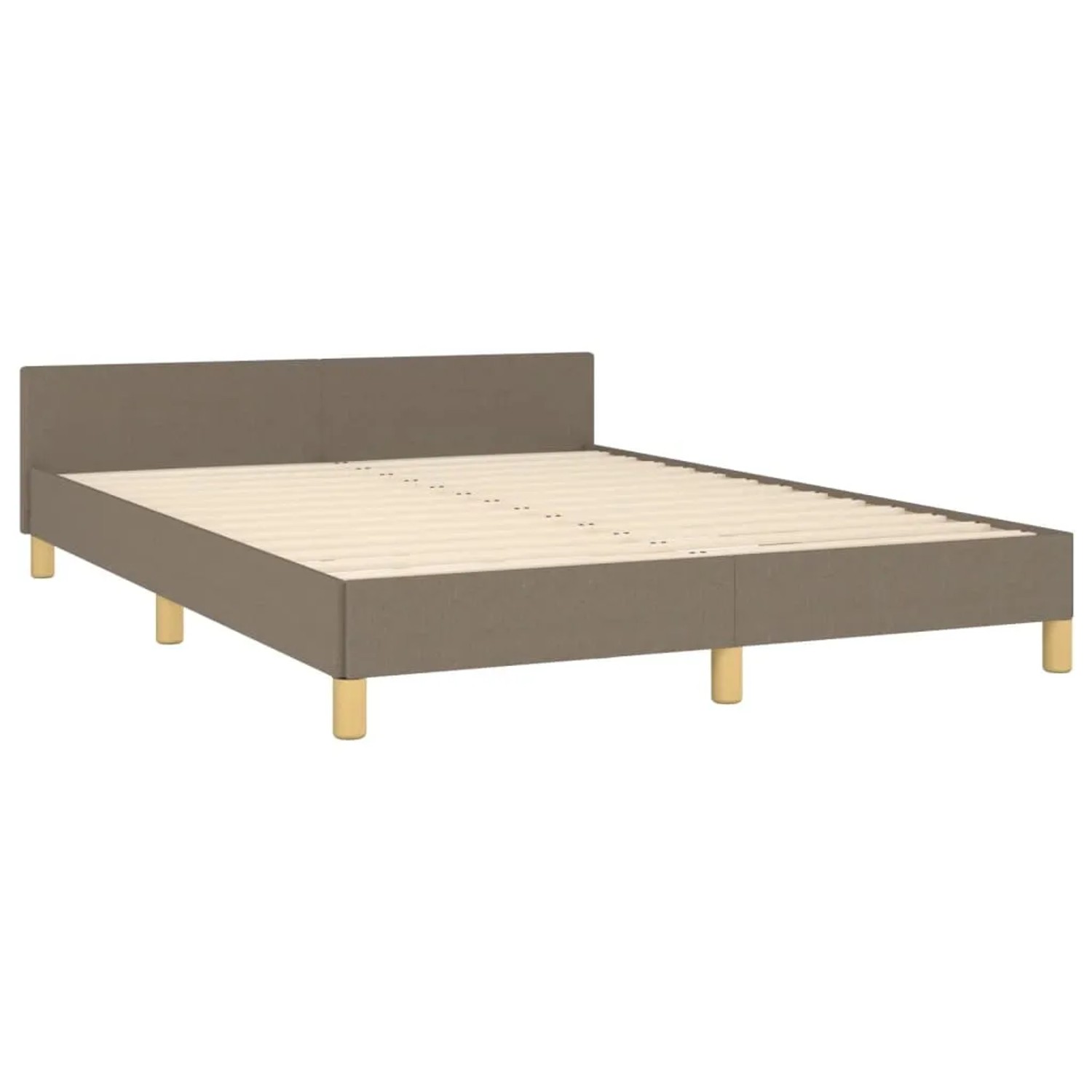 Stoff-Bettgestell in Taupe (140x200 cm) mit Kopfteil. Modernes Design für Schlafzimmer.