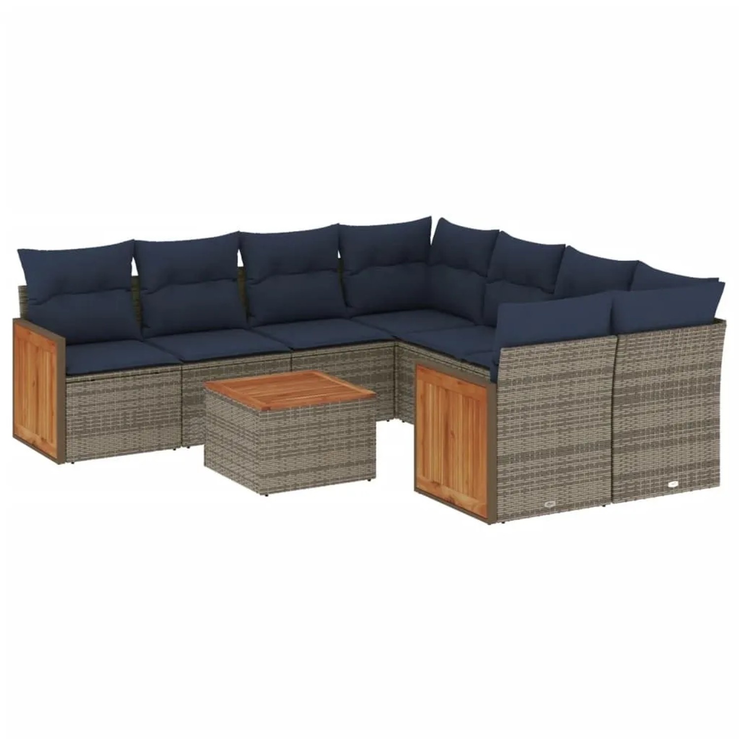 vidaXL 9-Tlg Gartensofa-Set mit Kissen Grau Polyrattan 3227510 günstig online kaufen