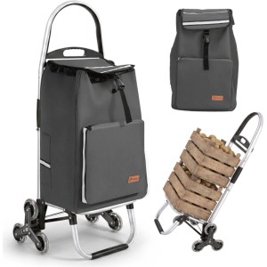 Sekey Einkaufstrolley, klappbar mit Kühlfach, Treppensteiger, 50L, Grau. Ideal für Einkäufe.