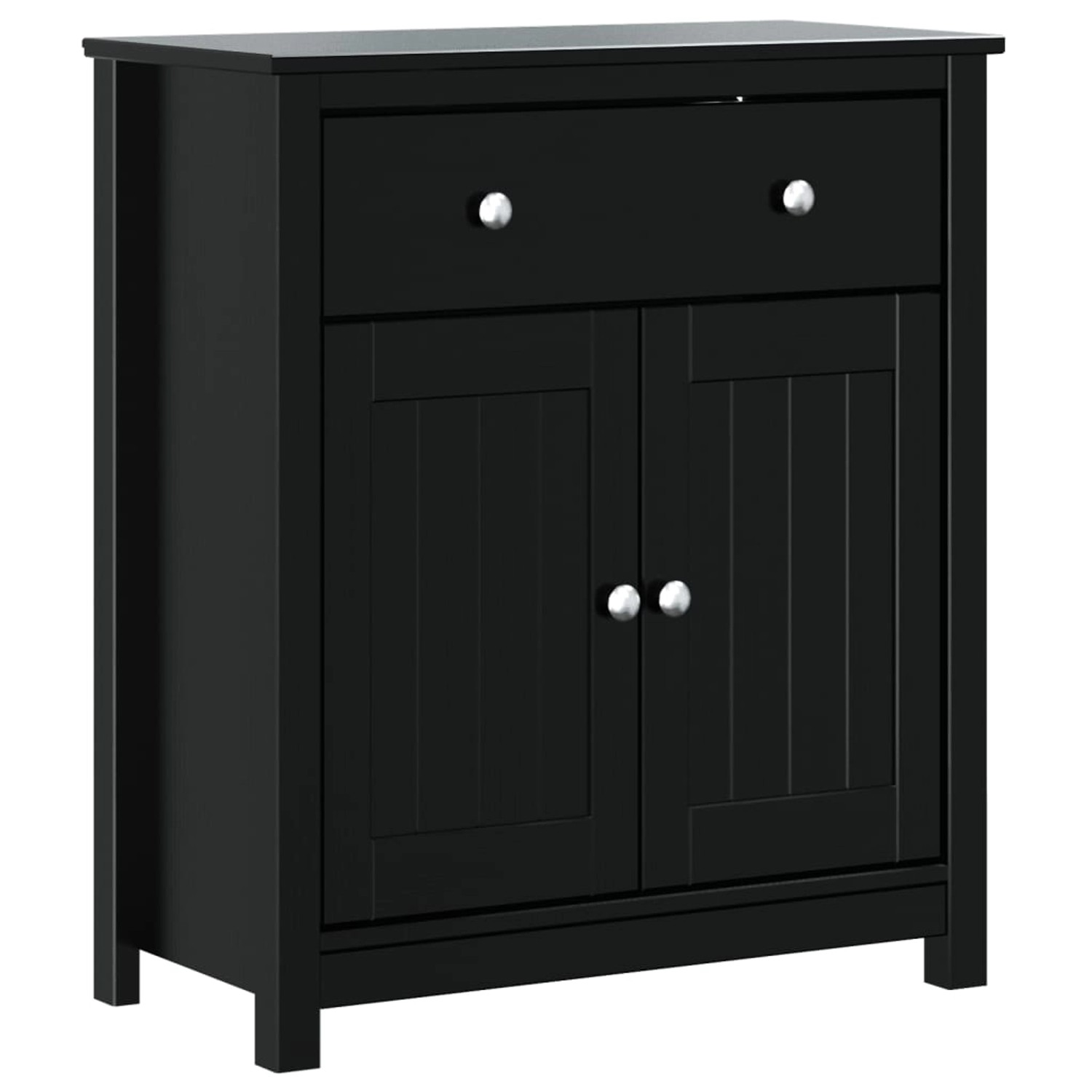 vidaXL Badschrank BERG Schwarz 69,5x34x80 cm Massivholz Kiefer günstig online kaufen