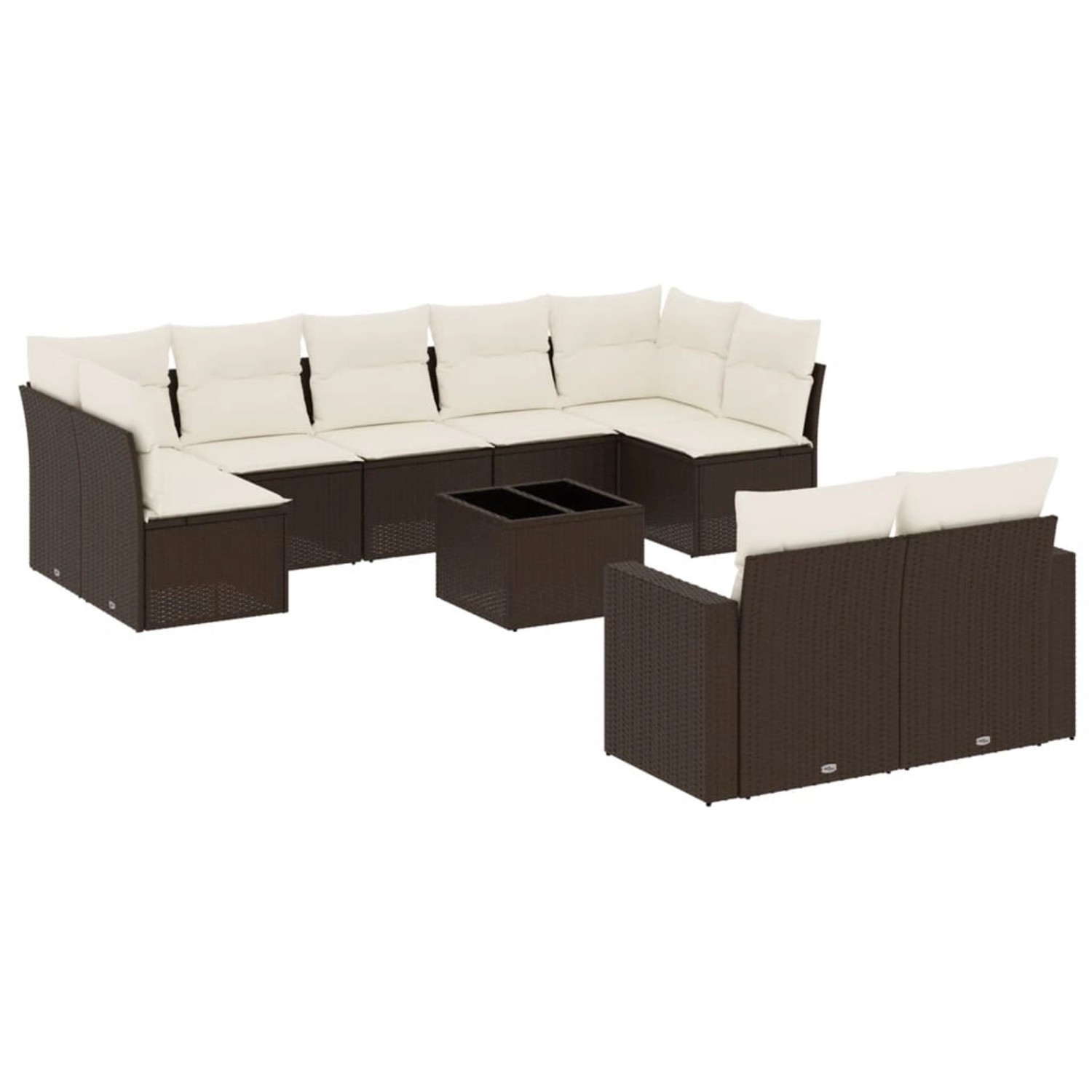 vidaXL 10-Tlg Garten-Sofagarnitur mit Kissen Braun Poly Rattan 3219423 günstig online kaufen