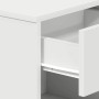 Weißer Nachttisch mit offener Schublade und offenem Fach aus Holzwerkstoff. Ideal für Schlafzimmer Stauraum.