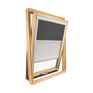 Anthrazitgraues Avosdim Kombirollo für Velux Dachfenster, Verdunkelungsrollo und Plissee.