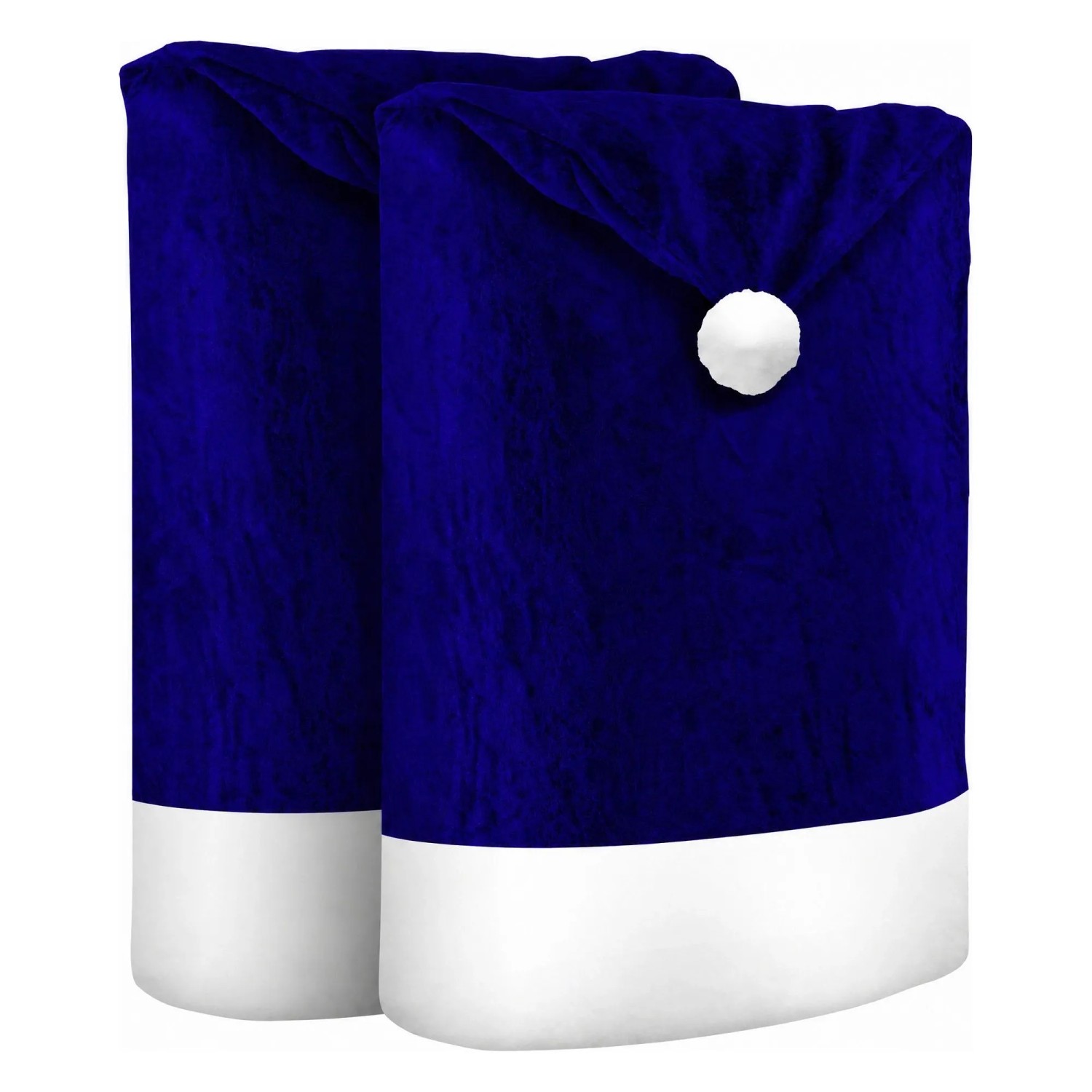 KESSER Weihnachtsstuhlüberzüge Set Motiv Weihnachtsmütze Blau Weiß 6 Stück