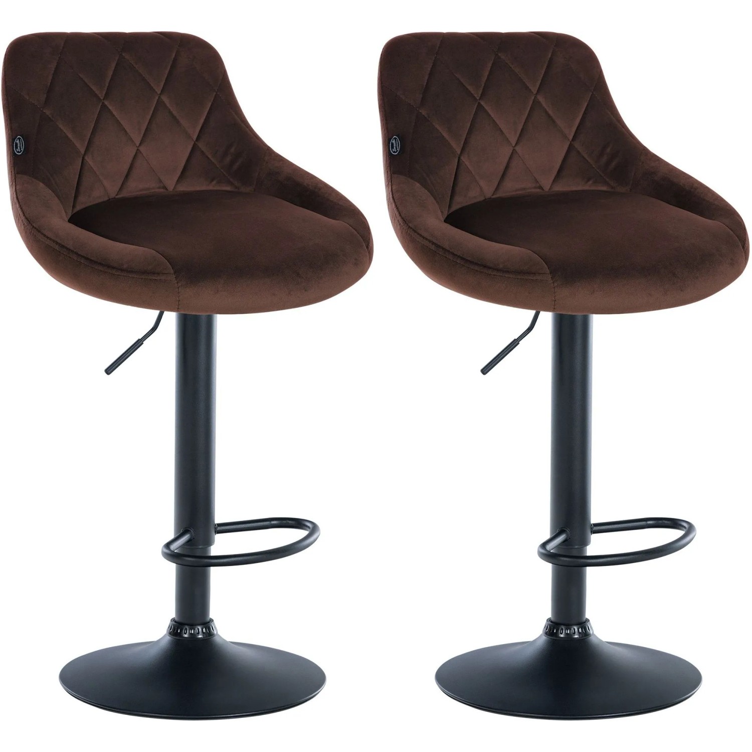 CLP 2er Set Barhocker Lazio Samt Braun/Schwarz
