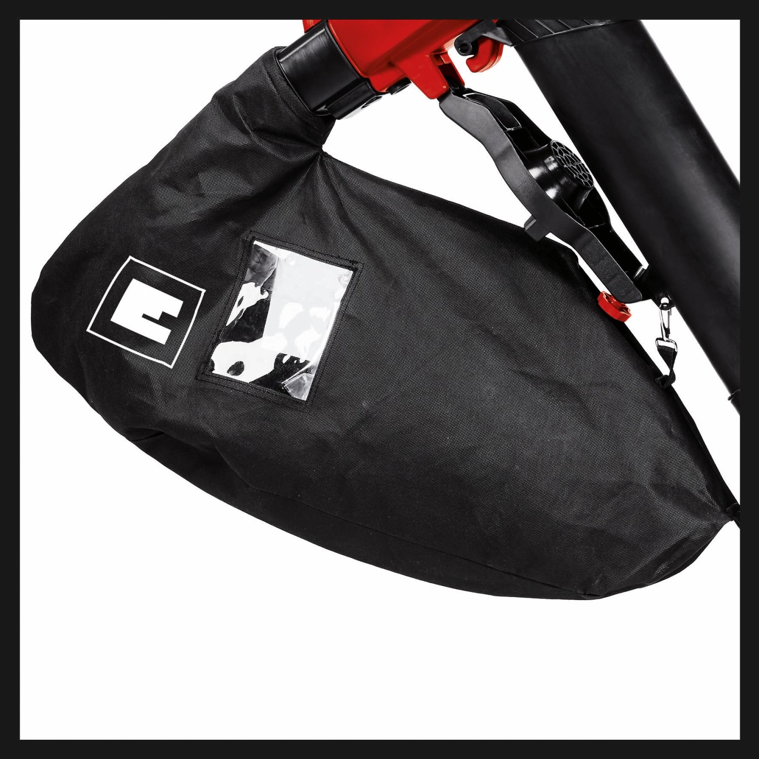 Fangsack des Einhell GC-EL 3000 E Elektro-Laubsaugers mit Sichtfenster zur Füllstandkontrolle.