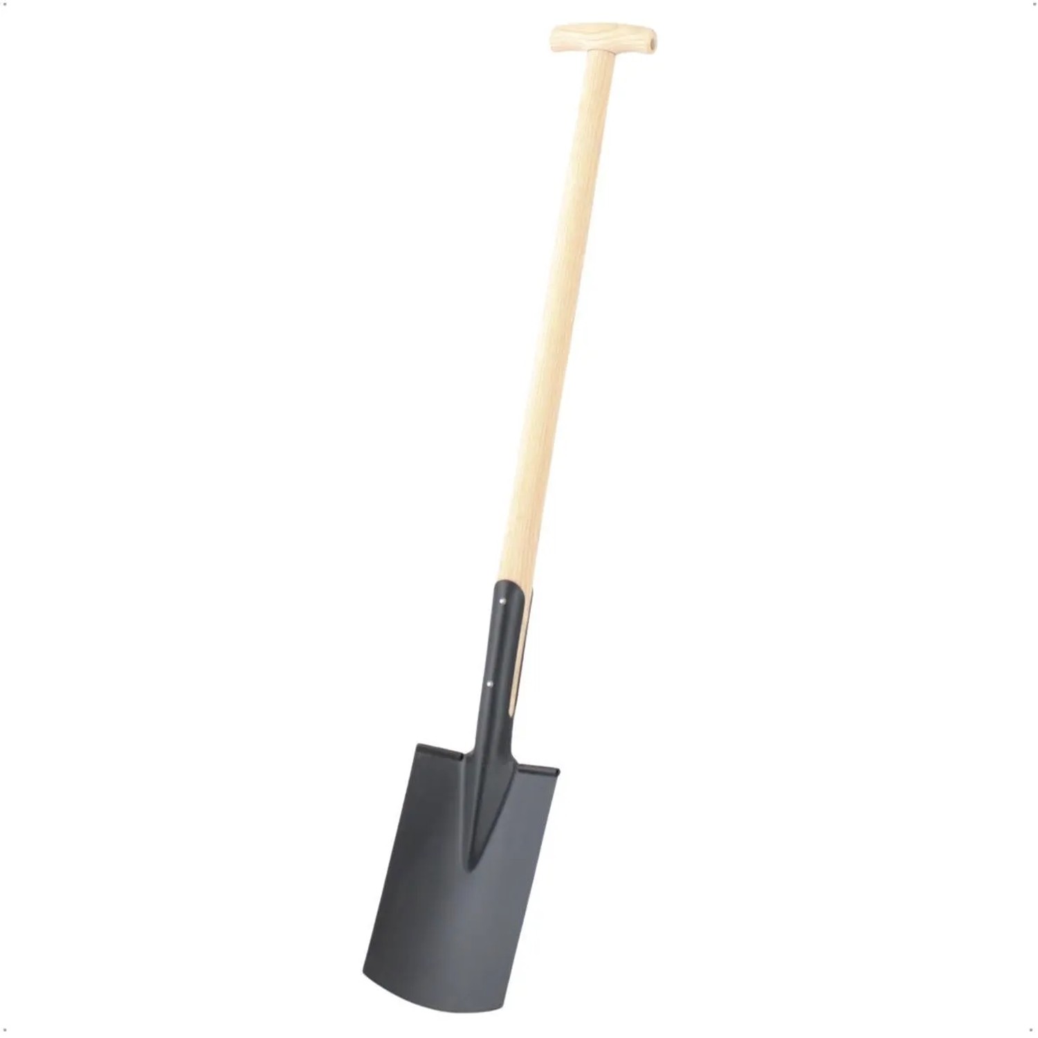 Galaflor Bauspaten Stahl Doppelfederspaten mit T-Griff und Trittkante, Gartenspaten 95cm Stiel