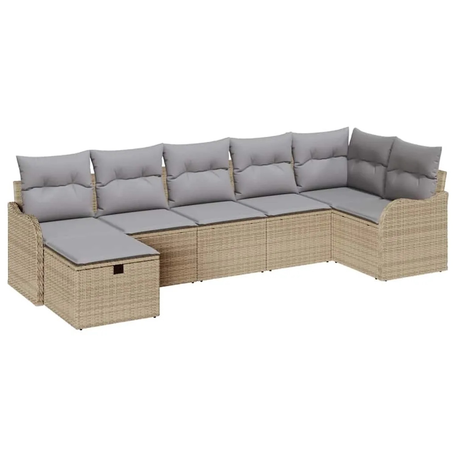 vidaXL Sofa Set mit Kissen 7-Tlg Beige und Hellgrau Poly-Rattan 3358999 günstig online kaufen