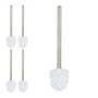 Relaxdays WC-Bürste Kunststoff Edelstahl Weiß Silber 5er Set Abnehmbar 35 cm x ø 8 cm