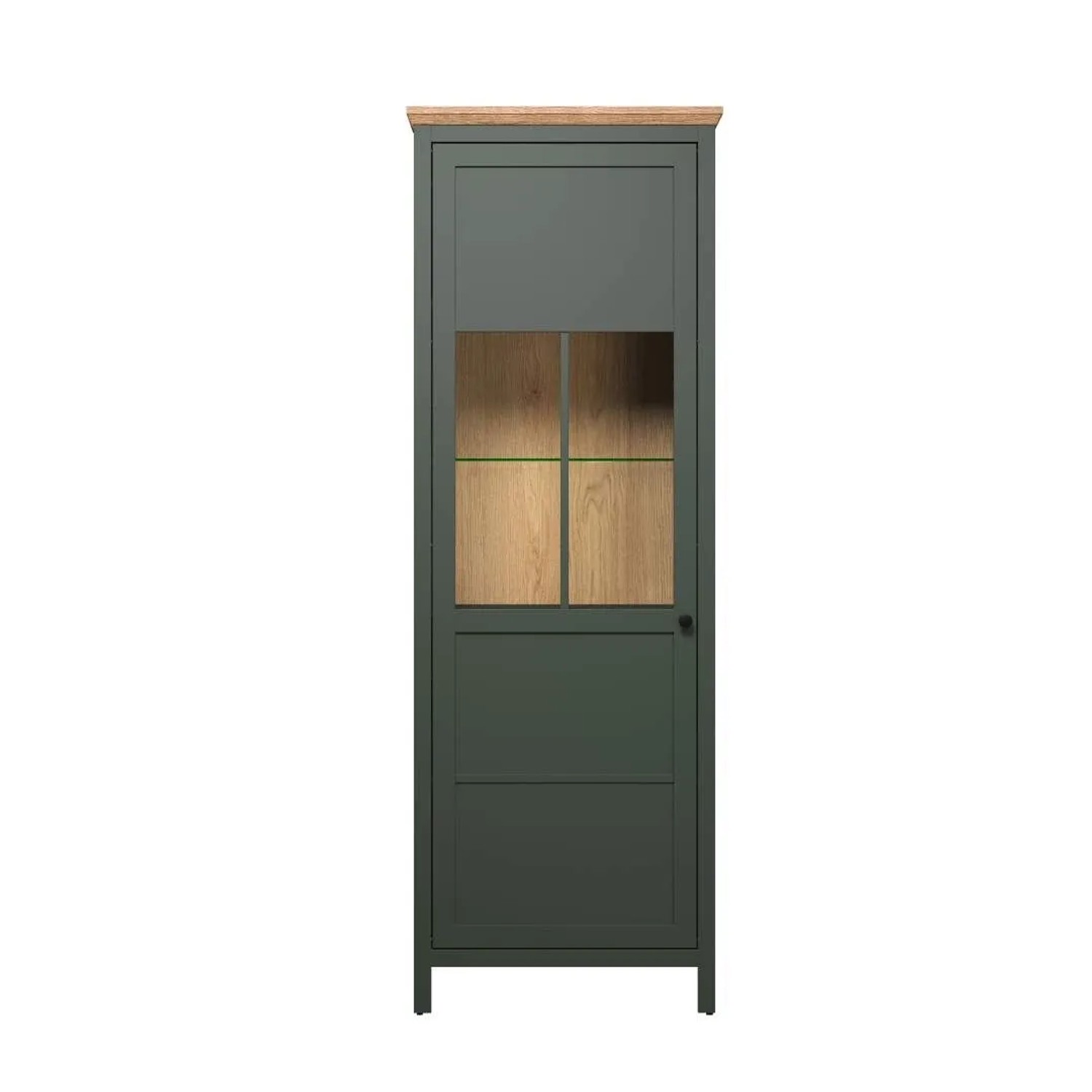 ebuy24 Stanton Vitrinenschrank Grün Eiche Dekor