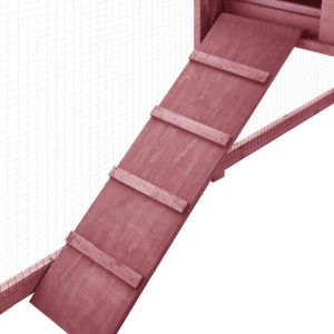 Detailaufnahme: Rampe aus Holz für vidaXL Kaninchenstall, mocca-weiß. Rutschfeste Sprossen für leichten Aufstieg.