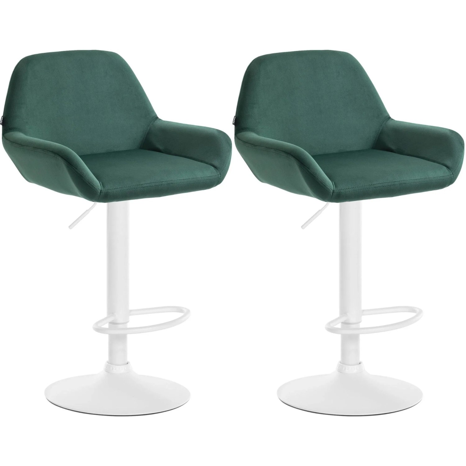 DELUKE Barhocker 2er Set DUBLIN DunkelGrünfarbig Samt Weiß Barstuhl Mit Lehne Tresenhocker Tresenstuhl