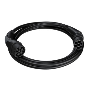 Go-e Ladekabel Typ 2, 22 kW, 5 m, schwarz für Elektroautos und Ladestationen.