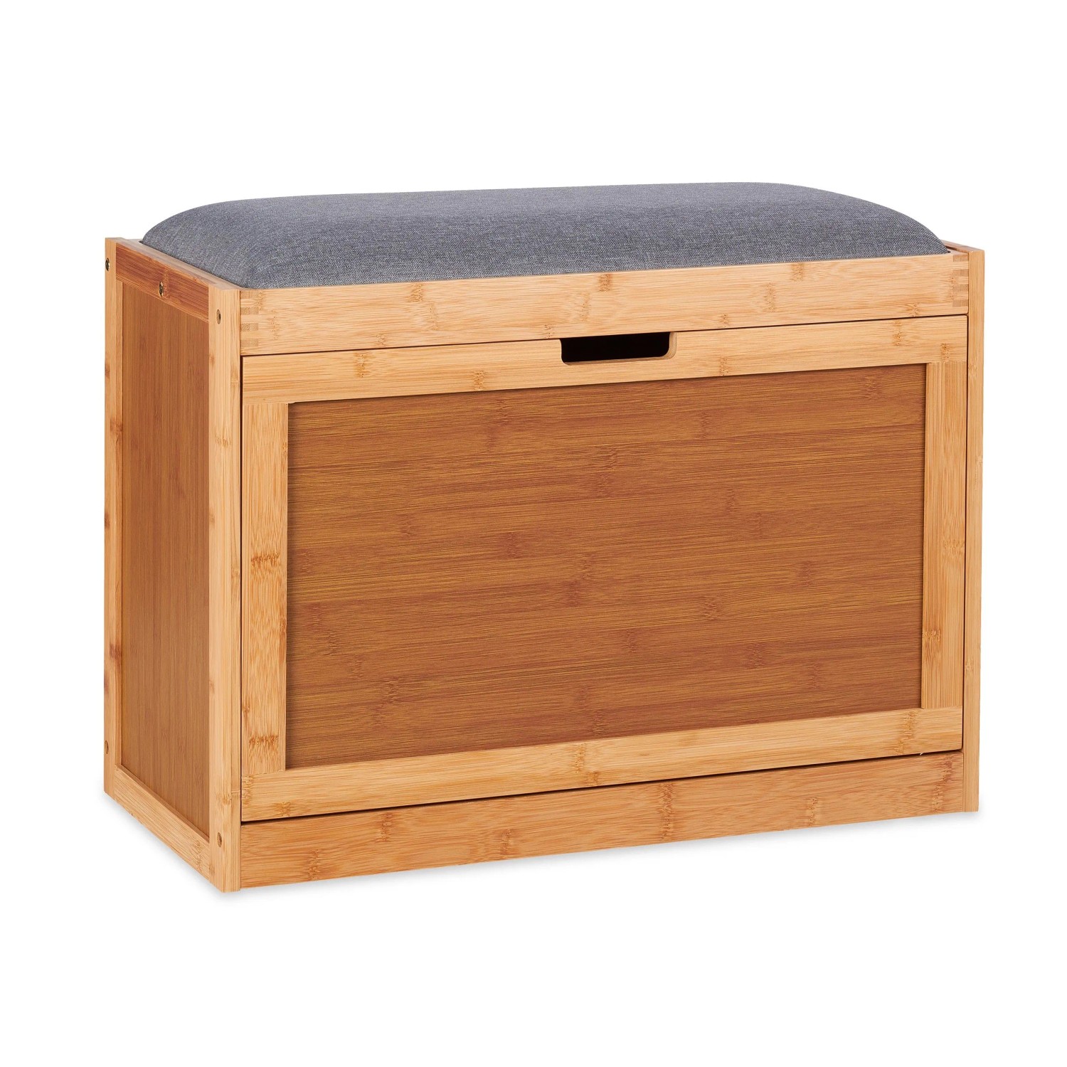 Relaxdays Schuhbank Bambus Grau Verstellbar 49 cm x 63 cm x 29,5 cm 7,5 kg