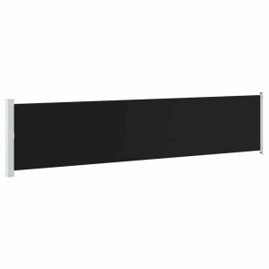 Schwarze, ausziehbare Seitenmarkise 140x600 cm für Terrasse & Balkon.