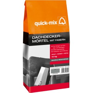 Quick-Mix Dachdeckermörtel, 10 kg, grau, faserverstärkt, für First-, Grat- und Traufziegel.
