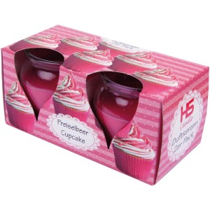 HS Candle Duftkerze Creation, 2er Pack Preiselbeer Cupcake im rosa Karton.