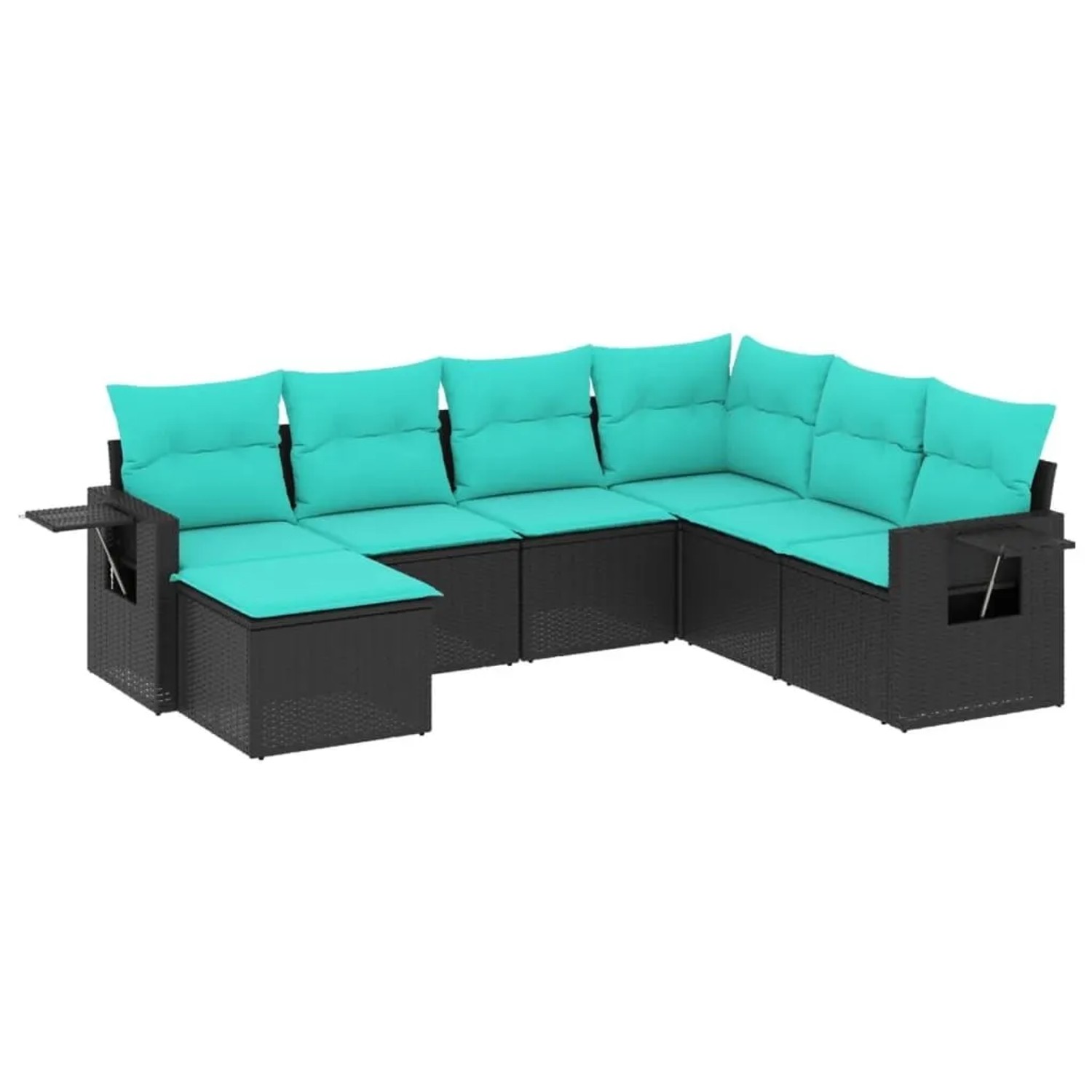 vidaXL 7-Tlg Gartensofa-Set mit Kissen Schwarz Polyrattan 3220496 günstig online kaufen