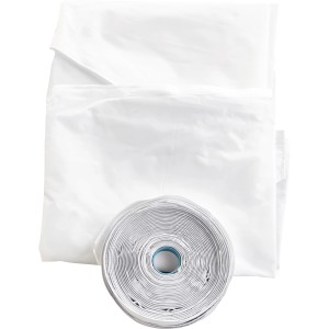 Hot Air Stop Dachfenster-Abdichtung mit Klettband, weiße Textilstruktur.