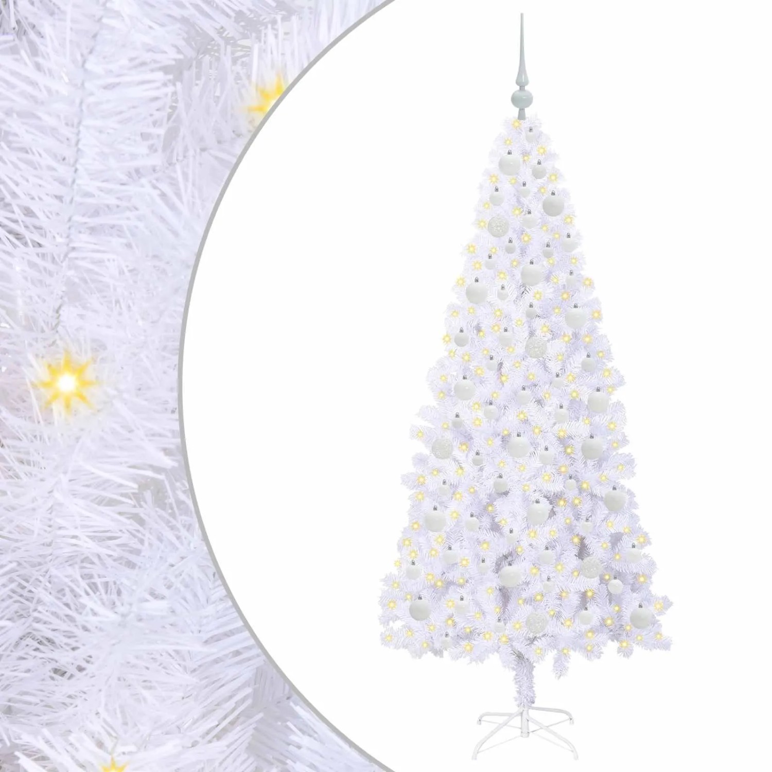 vidaXL Künstlicher Weihnachtsbaum Weiß 180 cm PVC und Stahl 3426660