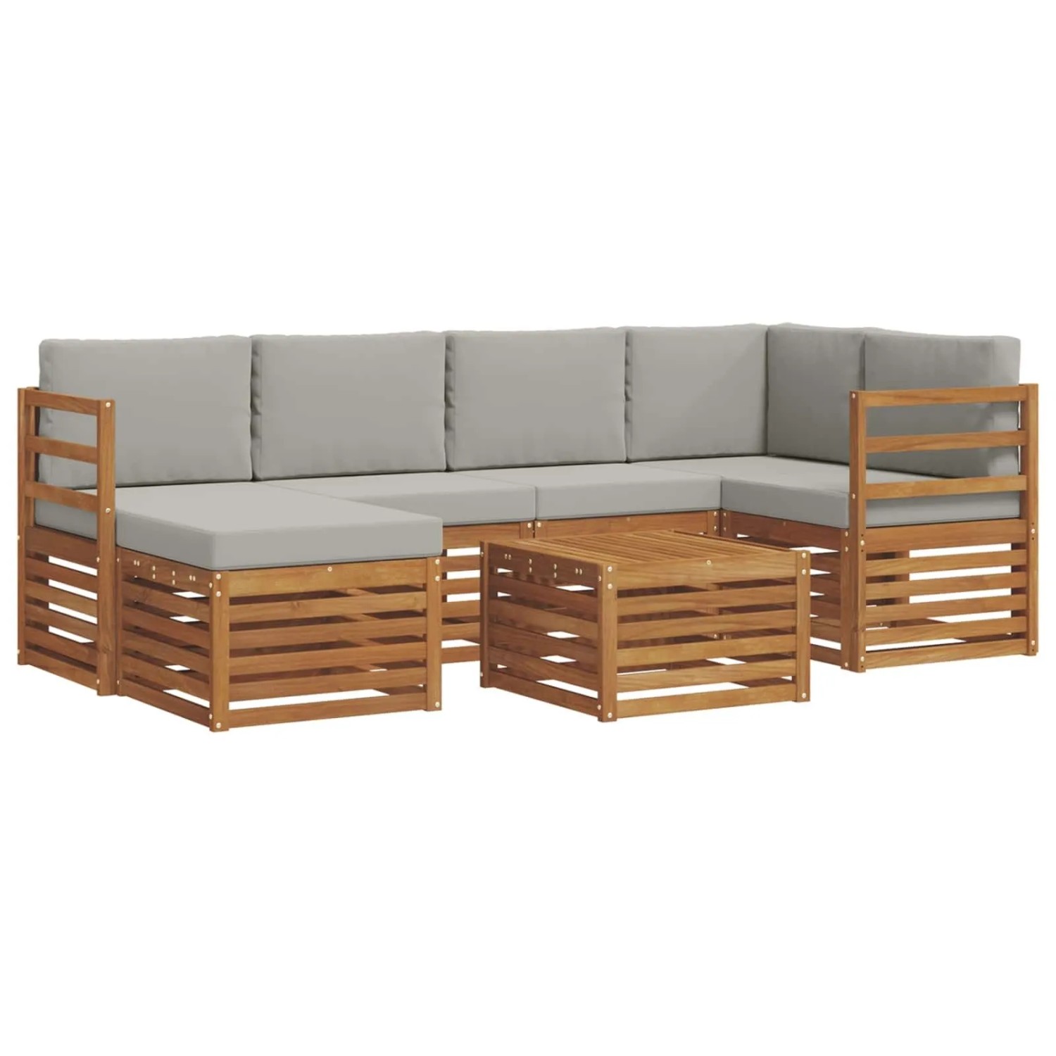 vidaXL Sofagarnituren 7 Tlg Natur und Hellgrau Massivholz Akazie 3375111