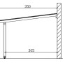 Technische Zeichnung einer Skan Holz Terrassenüberdachung Andria 434x350 cm mit Maßangaben.