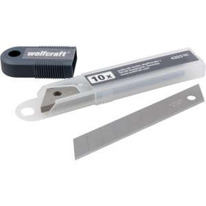 wolfcraft 10 Profi-Abbrechklingen 18 mm im Set mit Aufbewahrungsbox.