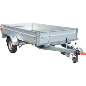 Stema Anhänger Basic ST 1300-30-15.1, gebremst, mit Stahlbordwänden und Stützrad.