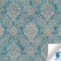 A.S. Création Vliestapete mit blau-beigen Ornamenten, vorgeleimt, für einfache Wandgestaltung.