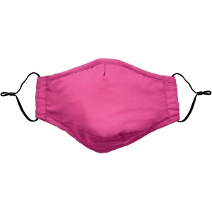 Pinke Mund-Nasen-Maske aus Baumwolle mit verstellbaren Bändern, Teil eines 3er Sets.