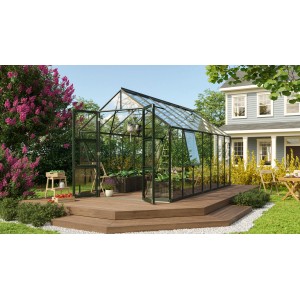 Vitavia Gewächshaus Olymp 11500 Smaragd mit Fundament, 11,5 m². Begehbares Glas-Gewächshaus mit Aluminiumrahmen.
