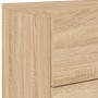 Detailansicht: Wand-Nachttisch Sonoma-Eiche mit Holzstruktur, Teil eines 2er Sets mit LED-Beleuchtung.